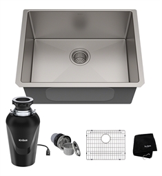 Kraus KHU101-23-100-75MB Standart Pro 23" Single Bowl Undermount Stainless Steel Kitchen Sink in Satin with WasteGuard Continuous Feed Garbage Disposal and Accessories