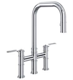 ROHL U.4551HT-2 Armstrong 18 1/4" Three Hole Deck Mounted Pull-Down Bridge Kitchen Faucet with U-Spout