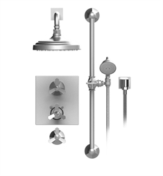 Rubinet 41HXL Hexis Temperature Control Shower with Wall Mount Shower Head, Bar, Integral Supply & Hand Held Shower