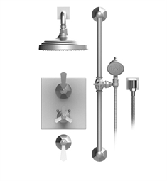Rubinet 41HXC Hexis Temperature Control Shower with Wall Mount Shower Head, Bar, Integral Supply & Hand Held Shower