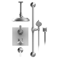 Rubinet 42HXC Hexis Temperature Control Shower with Ceiling Mount Shower Head, Bar, Integral Supply & Hand Held Shower