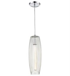 Elk Lighting 21110-1 Satin Veil 1 Light 6" Incandescent Mini Pendant in Polished Chrome with Clear Ribbed Glass