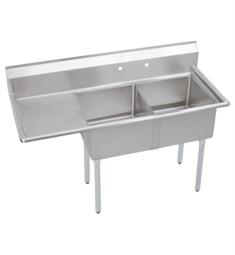 Elkay S2C18X18-L-18X 56 1/2" Double Bowl Floor Mount Dependabilt Stainless Steel Scullery Utility Sink with Left Drainboard
