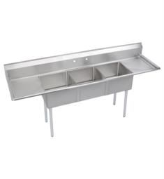 Elkay SE3C18X18-2-18X 90" Triple Bowl Floor Mount Dependabilt Stainless Steel Scullery Utility Sink with Left and Right Drainboard