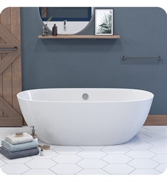 Cambridge Plumbing ES-FSDE63-CP 63" Freestanding Mineral Composite Double Ended Bathtub in Pristine White