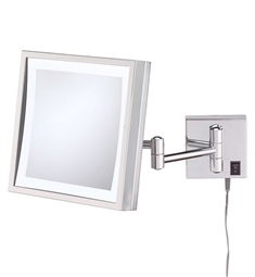 Aptations 91283 Kimball and Young 8 1/8" Wall Mount Single Sided LED Lighted Plug-In Magnified Makeup Mirror in Polished Nickel