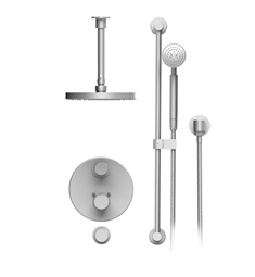 Rubinet 42HOR H2O Temperature Control Shower with Ceiling Mount 8" Shower Head, Bar, Integral Supply & Hand Held Shower