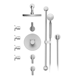 Rubinet 46HOL H2O Temperature Control Shower with Wall Mount 7 7/8" Shower Head, Bar, Integral Supply, Hand Held Shower & Four Body Sprays