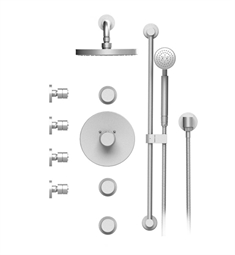 Rubinet 46HOR H2O Temperature Control Shower with Wall Mount 7 7/8" Shower Head, Bar, Integral Supply, Hand Held Shower & Four Body Sprays