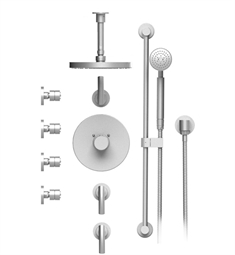 Rubinet 47HOL H2O Temperature Control Shower with Ceiling Mount 7 7/8" Shower Head, Bar, Integral Supply, Hand Held Shower & Four Body Sprays