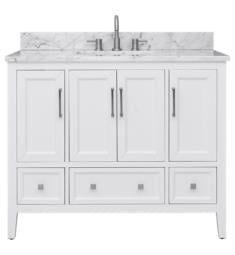 Avanity EVERETTE-VS43-WT-C Everette 42" Freestanding Single Bathroom Vanity with Carrara White Marble Top and Sink in White