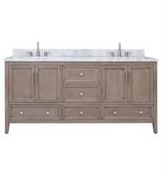 Avanity EVERETTE-VS73-WD-C Everette 72" Freestanding Double Bathroom Vanity with Carrara White Marble Top and Sink in Gray Oak