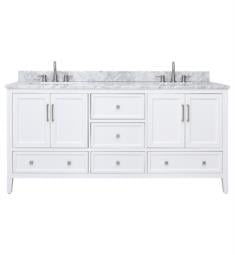 Avanity EVERETTE-VS73-WT-C Everette 72" Freestanding Double Bathroom Vanity with Carrara White Marble Top and Sink in White