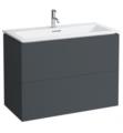 Laufen H860337642104U Kartell 39 3/8" Wall Mount Single Bathroom Vanity Base in Slate Grey with Two Drawer