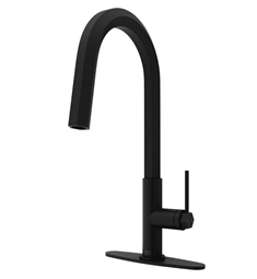 VIGO VG02034K1 Hart 18 1/8" Single Handle Pull Down Kitchen Faucet with Deck Plate