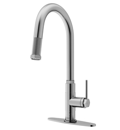 VIGO VG02035K1 Hart 17 7/8" Single Handle Arched Pull Down Kitchen Faucet with Deck Plate