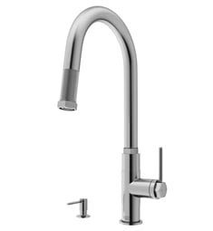 VIGO VG02035K2 Hart 17 7/8" Single Handle Pull Down Kitchen Faucet with Soap Dispenser