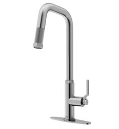 VIGO VG02036K1 Hart 18" Single Handle Angular Pull Down Kitchen Faucet with Deck Plate