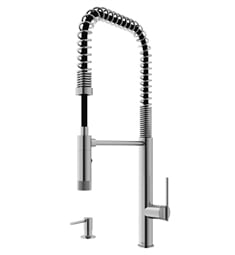 VIGO VG02037K2 Sterling 28 3/8" Single Handle Pull Down Kitchen Faucet with Soap Dispenser