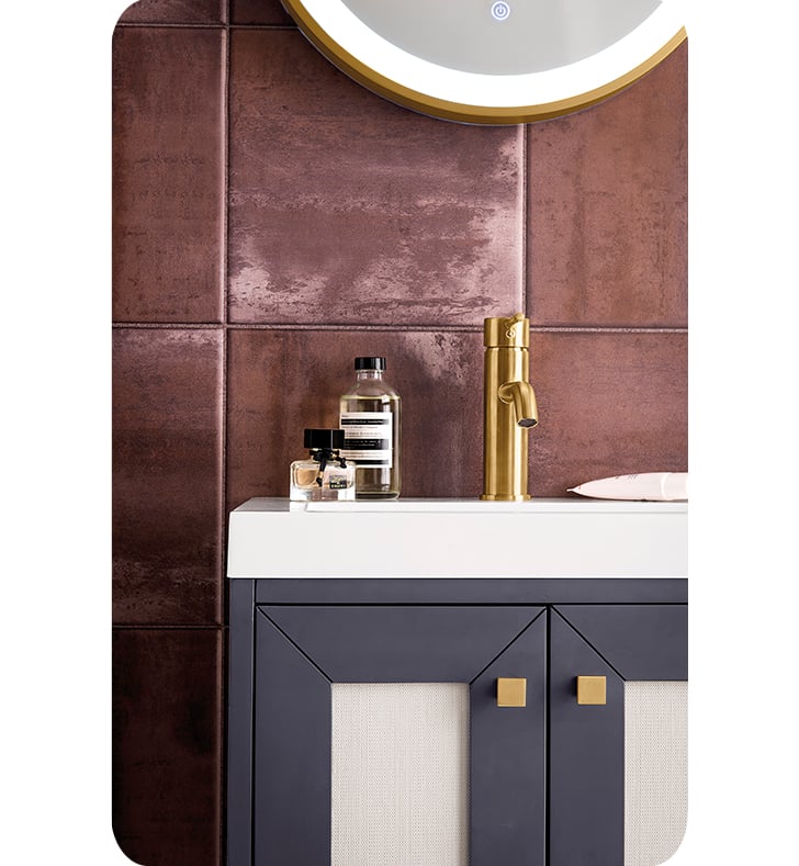 24 Chianti Single Sink Bathroom Vanity, Mineral Grey, Radiant Gold w/