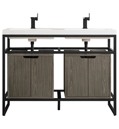 James Martin C105V47MBKSCWG Boston 47 1/4" Console Double Bathroom Vanity in Matte Black with White Glossy Composite Countertop