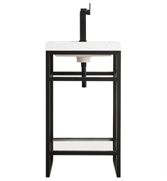 James Martin C105V20MBKWG Boston 19 5/8" Console Single Bathroom Vanity in Matte Black with White Glossy Composite Countertop