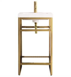 James Martin C105V20RGDWG Boston 19 5/8" Console Single Bathroom Vanity in Radiant Gold with White Glossy Composite Countertop