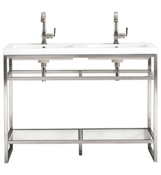 James Martin C105V47BNKWG Boston 47 1/4" Console Double Bathroom Vanity in Brushed Nickel with White Glossy Composite Countertop
