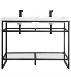 James Martin C105V47MBKWG Boston 47 1/4" Console Double Bathroom Vanity in Matte Black with White Glossy Composite Countertop