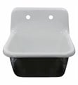 Nantucket CI-2218WNRG Anchor 22" Single Bowl Cast Iron Wall Mount Utility Kitchen Sink in White and Black