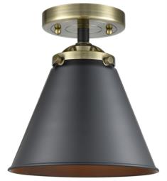 Innovations Lighting 284-1C-BAB-M13-BK-LED Nouveau Appalachian 1 Light 8" LED Matte Black Glass Semi-Flush Mount in Black Antique Brass