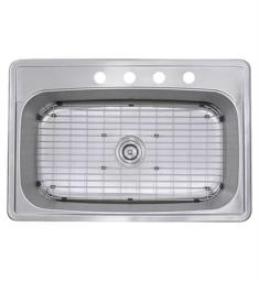 Nantucket NS3322-8 Madaket 33" Single Bowl Drop-In Stainless Steel Kitchen Sink in Brushed Satin with Grid and Colander Drain