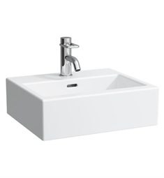Laufen H815433000U Living City 17 3/4" Vessel/Wall Mount Rectangular Bathroom Sink with Overflow in White