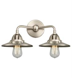 Innovations Lighting 288-2W-SN-M2-SN Nouveau 2 Railroad 2 Light 16" Brushed Satin Nickel Metal Shade Vanity Light with LED or Incandescent Bulb Option