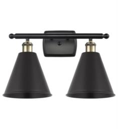 Innovations Lighting 516-2W-MBC-8 Ballston Cone 2 Light 18" Metal Shade Vanity Light with LED or Incandescent Bulb Option