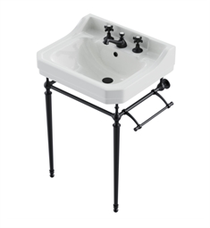 James Martin 318V24MBKCRM 24" Wellington Console Sink with Matte Black Stand