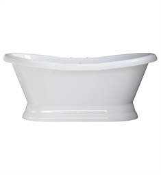 Cambridge Plumbing USA-ADES-PED Amber Waves 68" Double Slipper Pedestal Bathtub with Contiuous Rim in Gloss white