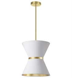 Dainolite CTN-121P-AGB-692 Caterine 1 Light 12" Incandescent Pendant Ceiling Light in Aged Brass with Gold Ring and White Shade