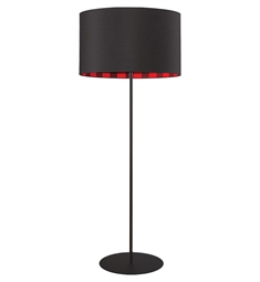 Dainolite MM221F-BK-201B Pilar 1 Light 22" Incandescent Freestanding Floor Lamp in Matte Black with Black and Buffalo Plaid Shade