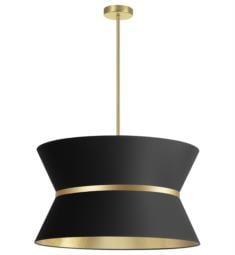 Dainolite CTN-244C-698 Caterine 4 Light 24" Incandescent Two Tier Chandelier Light with Gold Ring Black/Gold Shade