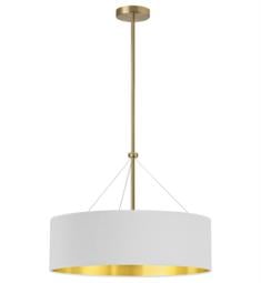 Dainolite PLV-224C-AGB-692 Pallavi 4 Light 22" Incandescent One Tier Chandelier Light in Aged Brass with White/Gold Shade
