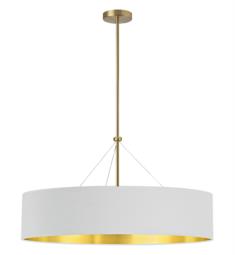 Dainolite PLV-304C-AGB-692 Pallavi 4 Light 30" Incandescent One Tier Chandelier Light in Aged Brass with White/Gold Shade