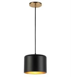 Dainolite EMI-81P-AGB-MB Emilia 1 Light 8" Incandescent Mini Pendant Ceiling Light in Aged Brass with Matte Black and Gold Shade