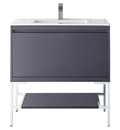 James Martin 801V35.4MGGB Milan 35 3/8" Single Bathroom Vanity in Modern Grey Glossy without Countertop