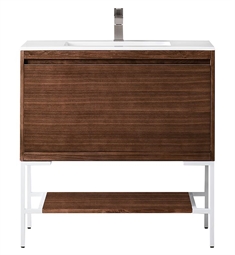 James Martin 801V35.4WLTB Milan 35 3/8" Single Bathroom Vanity in Mid Century Walnut without Countertop