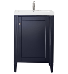 James Martin E652V24NVBWG Brittania 23 5/8" Single Bathroom Vanity in Navy Blue with White Glossy Composite Countertop