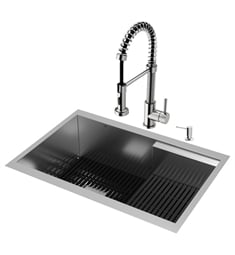 VIGO VG151037 Hampton 30" Undermount Rectangular Kitchen Sink in Stainless Steel with Edison Faucet and Soap Dispenser