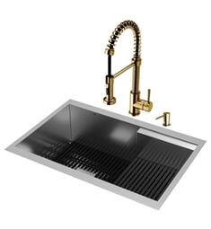 VIGO VG151038 Hampton 30" Undermount Rectangular Kitchen Sink in Stainless Steel with Faucet and Soap Dispenser