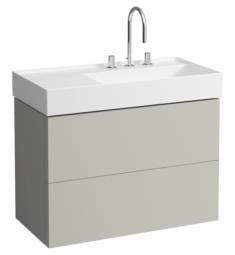 Laufen H4076080336411 Kartell 34 5/8" Wall Mount Single Basin Bathroom Vanity Base with Two Drawer and Left Side Shelf in Pebble Grey