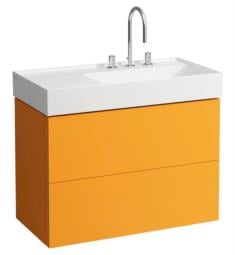 Laufen H4076080336431 Kartell 34 5/8" Wall Mount Single Basin Bathroom Vanity Base with Two Drawer and Left Side Shelf in Ochre Brown